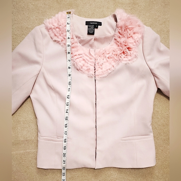 Chapter One pink blazer jacket chiffon rosette 6 fits size Small pastel spring - Picture 14 of 16